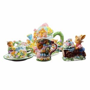 Vtg Mercuries Bunnies Tea Set Lot